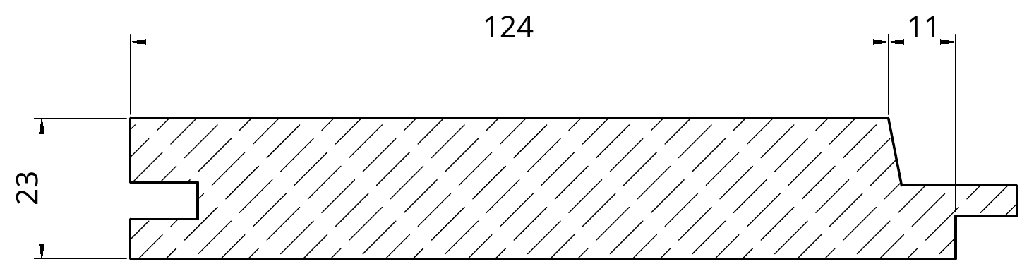 Sezione quotata del profilo P2 23 mm