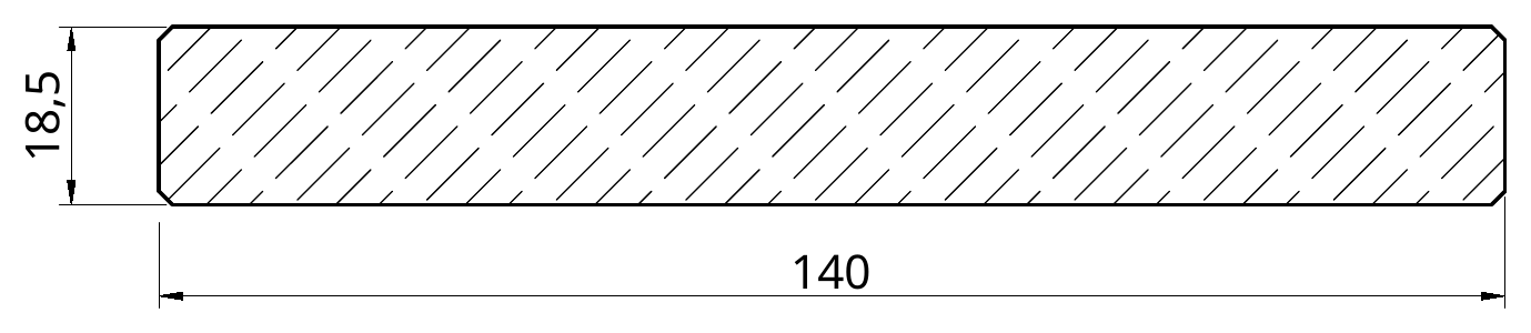 Sezione quotata del profilo P44S 20×150
