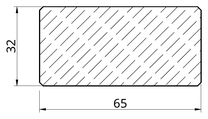 Sezione quotata del profilo P44S 32×75