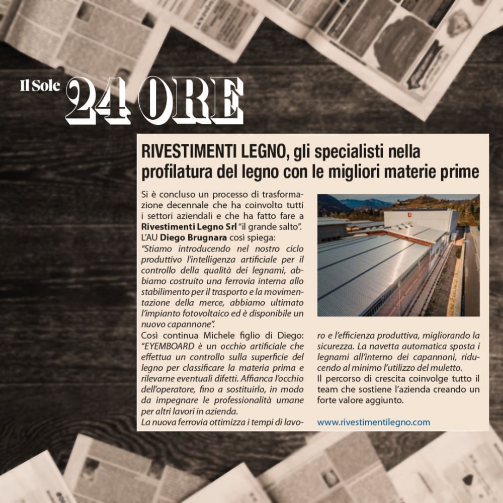 Articolo de Il Sole 24 Ore su Rivestimenti Legno